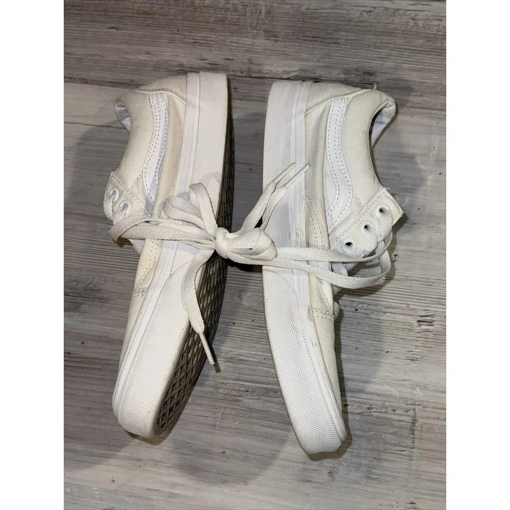 Vans Shoes Womens 7.5 Mens 6 Old Skool Sneakers White Canvas Lace Up‎ Low 508731